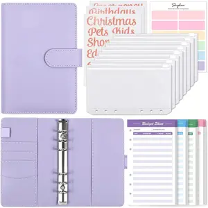 SKYDUE A6 Budget Organizer for Cash with 8pcs Zipper Envelopes,12pcs Expense Sheets  24 Rose Gold Sticky Labels,Money Saving Binder for Budgeting