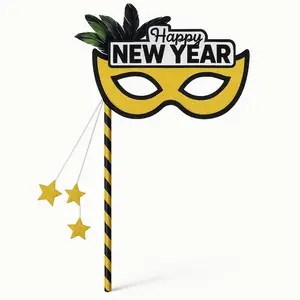 "Happy New Year" Masquerade Mask on a Stick