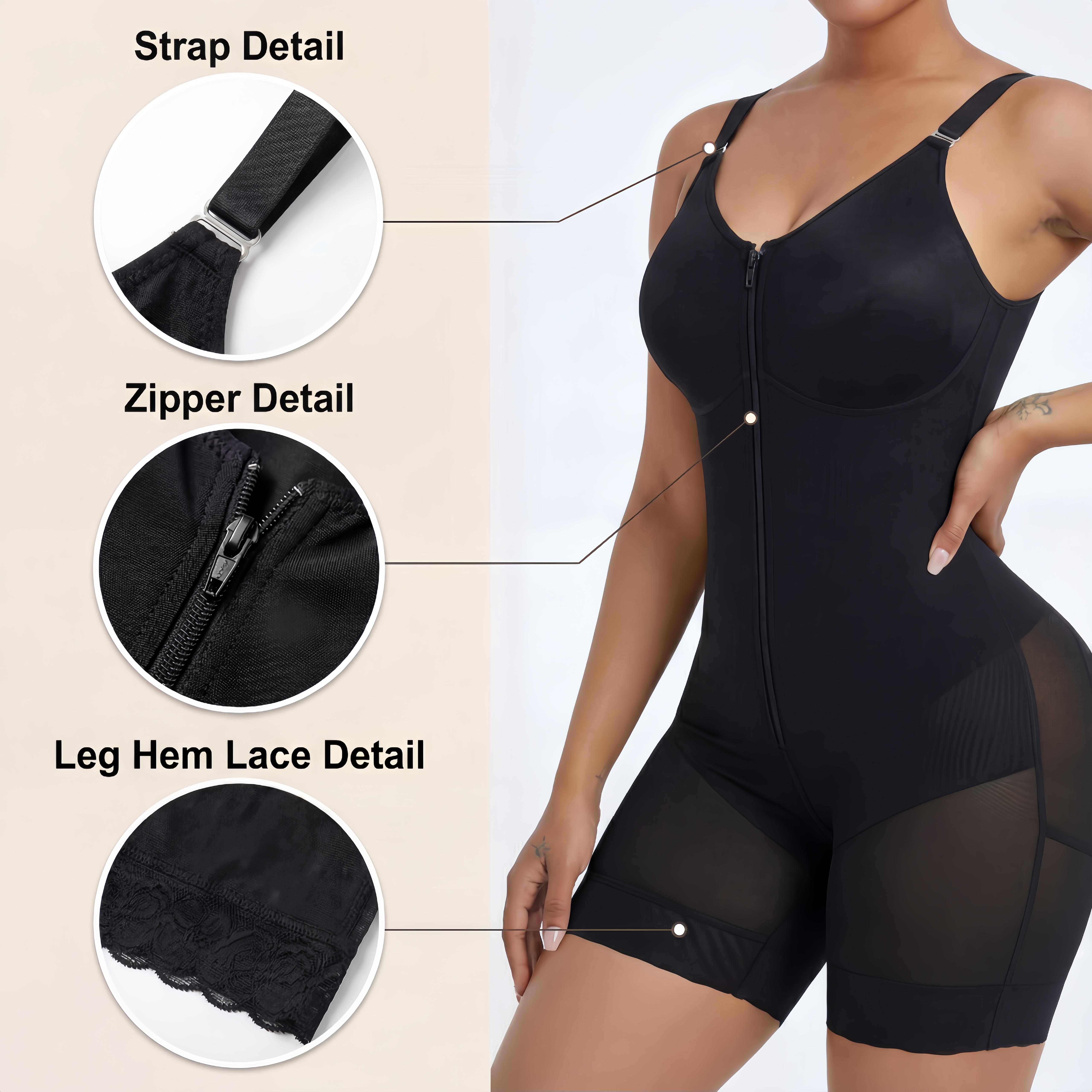 Women’s Fajas Colombianas shapewear  Tummy Control Butt Lifter Shaper with Zipper Crotch detachable shoulder strap Womenswear