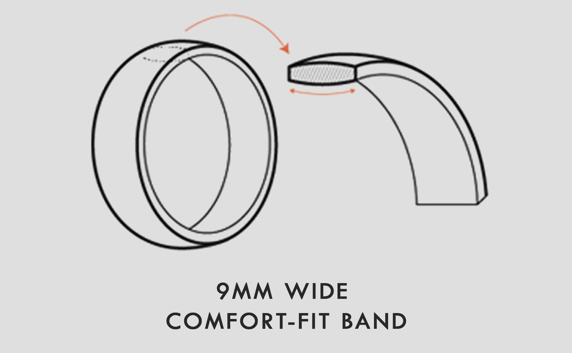 Men's Two-Tone Tungsten Ring Black Brushed Wedding Band 9MM Sizes 7-15