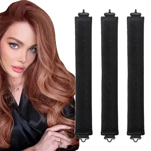 Overnight Heatless Hair Curler Blowout Rods Jumbo, Heatless Curls Satin Jumbo Flexi Rods to Sleep in,Soft Heatless Rod for All Hair Types,No Heat Overnight Sleeping Curls Styling Tools （Black）