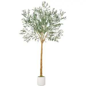 GARVEE 9FT Artificial Olive Tree with Over 1,180 Lifelike Leaves and Fruits, Durable PE+PVC Construction, Weighted Cement Planter Included, Perfect for Home, Office, Indoor and Outdoor Décor