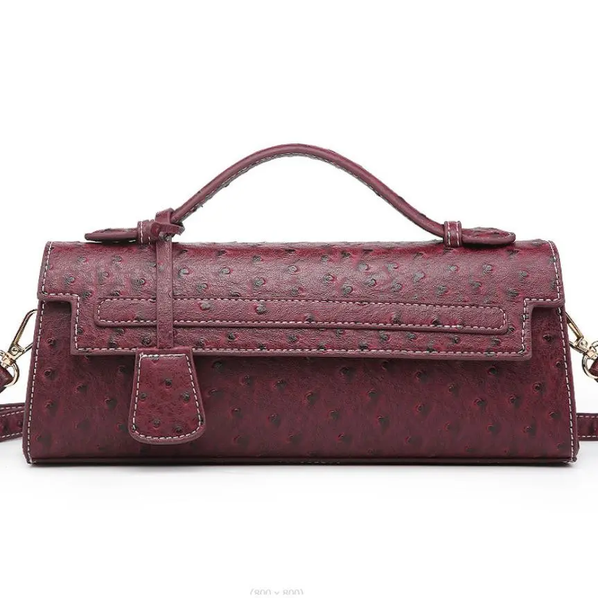 Ostrich-patterned burgundy