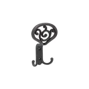 Vintage Black Iron Wall Hook – Rustic Farmhouse Double Hook