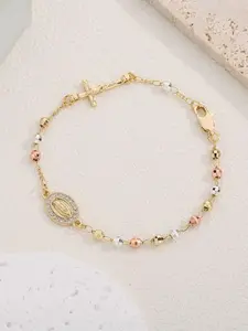 Women's Elegant Our Lady of Mary Design Bracelet, Stackable Bracelet, Fashion Religious Faith Jewelry with Cross, Trendy All-match & Exquisite Jewelry for Birthday Gift, Cross Charm Bangle