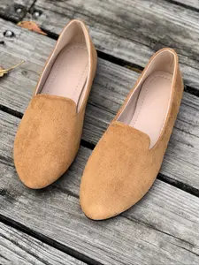 Women's Velvet Pointed Toe Flat Shoes, Fashionable Flats, Fashionable Slip-On Casual Commuter Sneakers, Textile Upper Rubber Sole, Walking Shoes