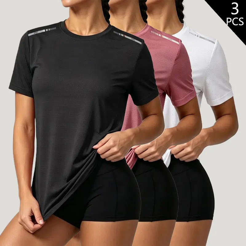 3-Pack Women’s Elegant Fashion Versatile T-Shirts, Crew Neck Short Sleeve Tops, Perfect for Summer Outfits, Everyday T-Shirts | Comfortable