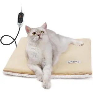 Rest-Eazzzy Cat Heating Pad with Removable Cover, 5-Level Timer & Temperature Control, Waterproof PVC, Machine Washable, Multiple colors, Indoor Warming Mat for Cats & Dogs
