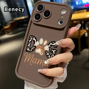 Dog Mama Paw Pattern TPU Phone Case for iPhone 17 Pro Max 16 15 14 Plus 13 12 Mini 11 XR X XS Air E Shockproof Full Camera Protection Durable Slim Silicone Cover Smartphone Casing