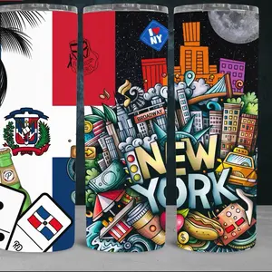 Dominican Republic New York Tumbler/ 20oz/ RD/ NY/ /Dominican York Tumbler 20 oz Stainless Steel Vacuum Insulated Tumblers w/Lids and Straw [Travel Mug] Double Wall Water Coffee Cup for Home, Office, Kitchen Outdoor ideal for Ice Drinks/Hot Beverage