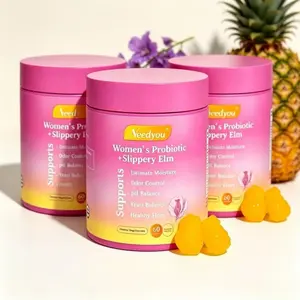 Women's Probiotic Gummies with Slippery Elm,All in One Solution with Slippery Elm and Prebiotics&Lactobacillus Probiotic Blend for Women's pH Balance and Dryness - Hawaiian Pineapple Gummies 60 Counts