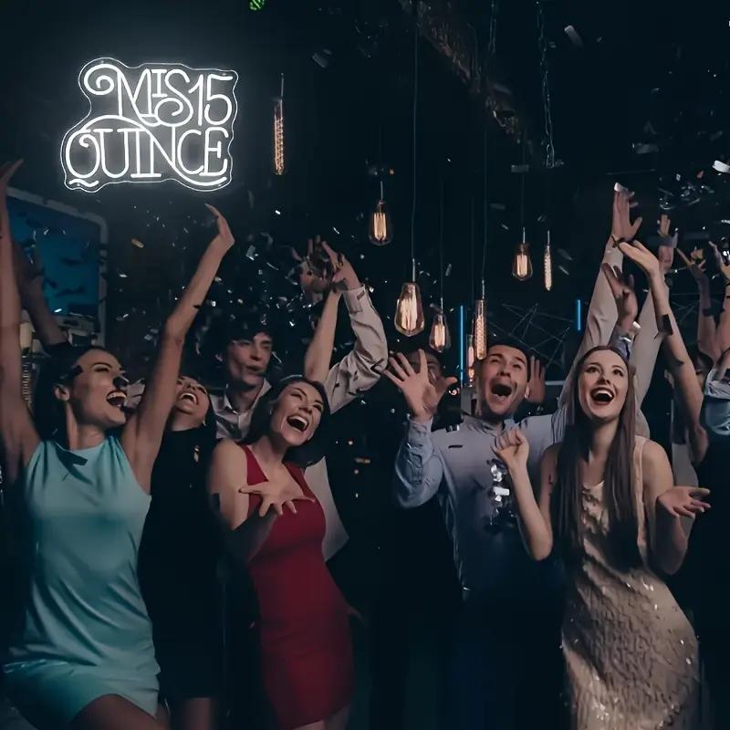 Mis Quince Neon Sign for Wall Decor,Happy Birthday Neon Signs for Bedroom Wall for Any Age Children's Room, Bar, Party, Christmas, Wedding Decoration