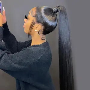 BLING HAIR 360 Lace Frontal Wig Bone Straight HD Transparent Lace Front Wig Brazilian Wet And Wavy 360 HD Lace Human Hair Wigs Pre Plucked with Baby Hair Natural Color