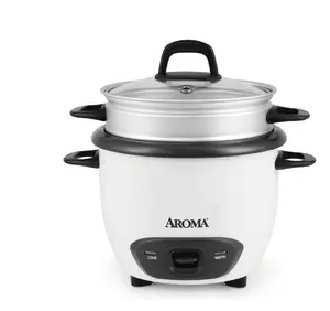 Aroma 6-Cup (Cooked) / 1.5Qt. Rice & Grain Cooker, White, New, ARC-743-1NG