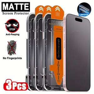 3pcs Matte Privacy Screen Protector - Anti-Fingerprint [Easy Fit] Anti-Spy Full Coverage 9H Durable Tempered Glass Screen Cover, protector de for iphone, protector de pantalla for iphone Compatible with for iphone 17 pro max 16 15 14 13 12 11