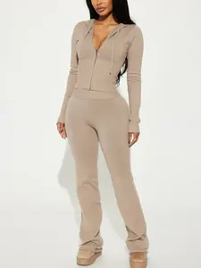 Women Lena Sweater Pant Set - Oatmeal Top & Bottoms Set for Women - Womenswear