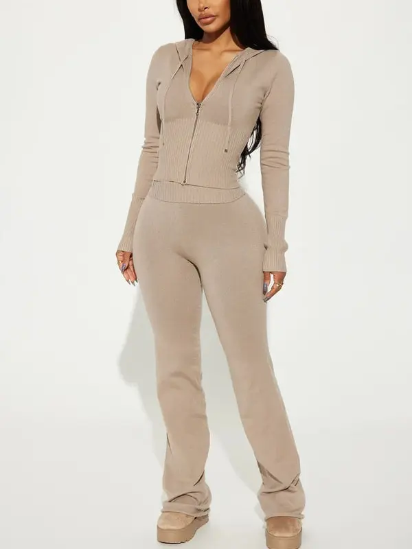 Women Lena Sweater Pant Set - Oatmeal Top & Bottoms Set for Women - Womenswear
