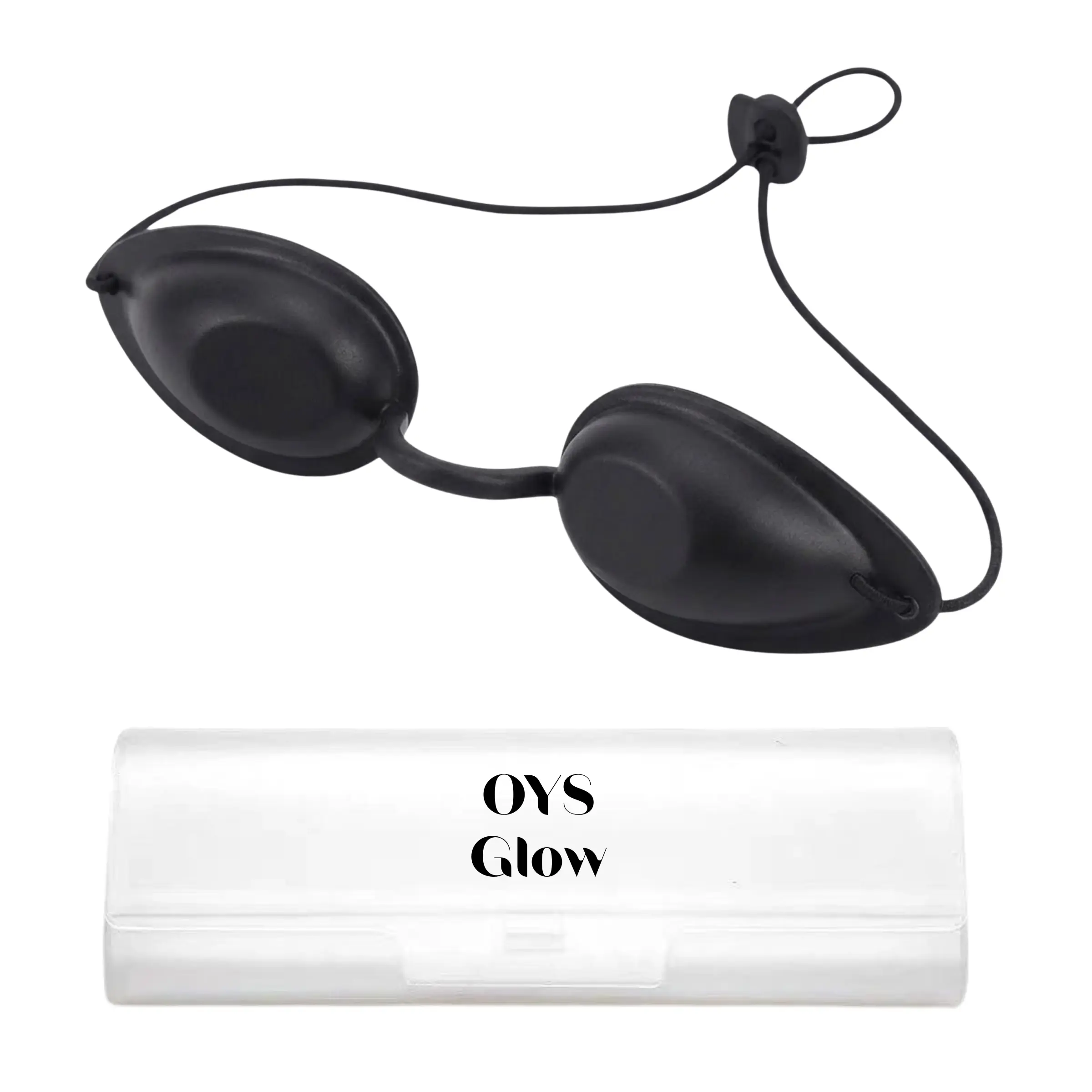 OYS GLOW Tanning Bed Goggles Eye Protection Blackout Eye Cups – UV Light Blocking Red Light Therapy Eye Shields for Sunbed & Tanning Use Adjustable Strap Lightweight