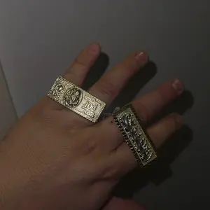 Two Finger Rings Set in Gold Plated with Intricate Design and Secure Fit Gold Plating