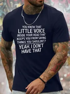 Men's Stylish Summer T-Shirt with Unique Letter Print, Perfect for Spring & Summer Daily Wear, Comfortable Regular Fit Tee