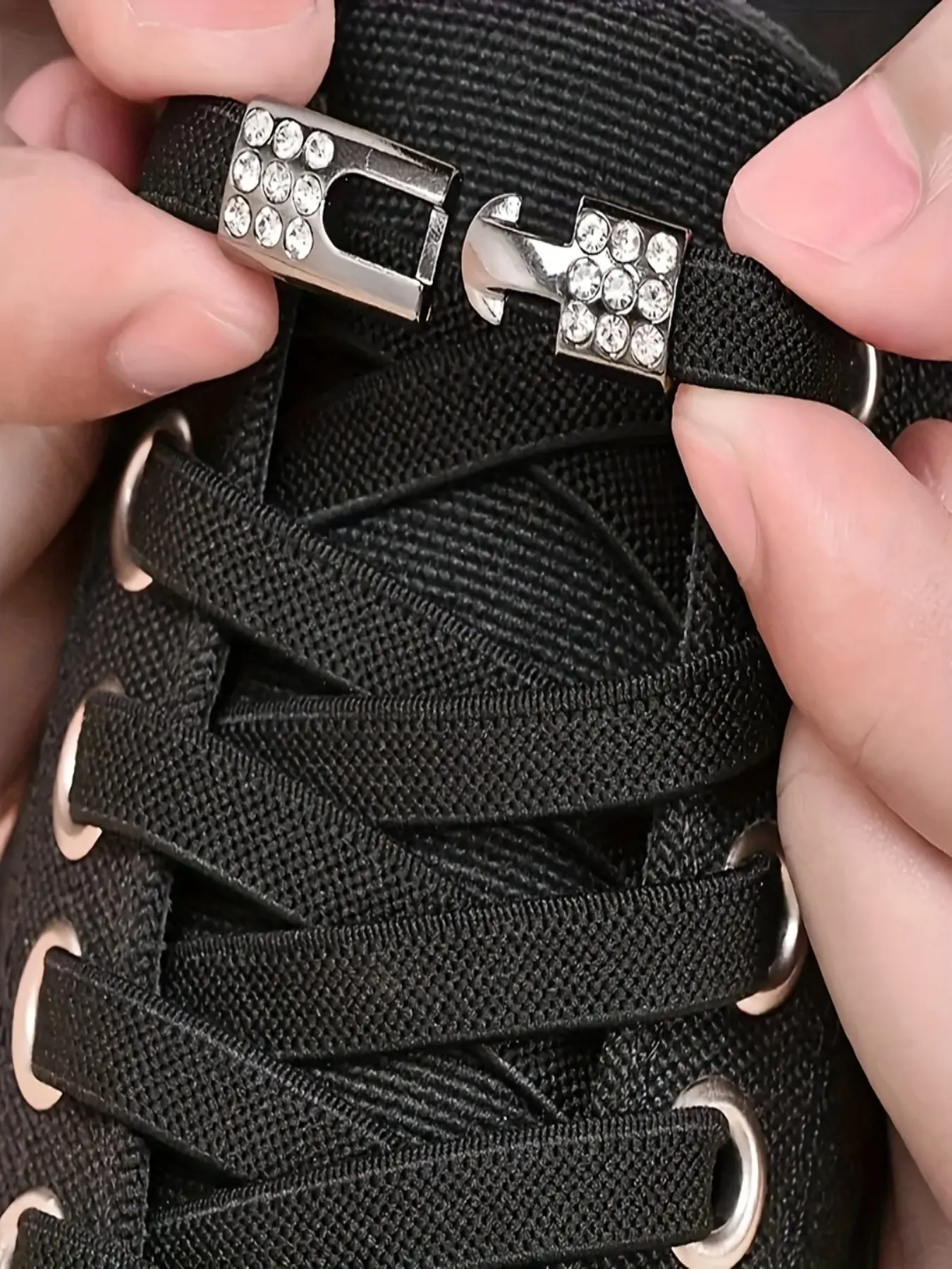 1 Pair/4 Pairs Elastic Stretchy Shoelaces with Rhinestones, No-Tie Fashion Laces for Casual Shoes, Canvas and Sneakers, Comfortable and Stylish