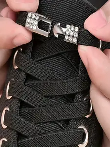1 Pair/4 Pairs Elastic Stretchy Shoelaces with Rhinestones, No-Tie Fashion Laces for Casual Shoes, Canvas and Sneakers, Comfortable and Stylish