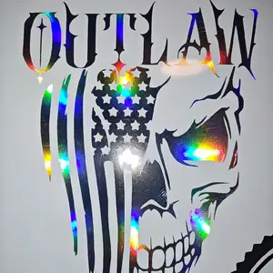 Outlaw Skull and Flag Sticker - Patriotic 651 Vynal Decal for Cars or Trucks, Durable Design, Long-Lasting Protection car stickers