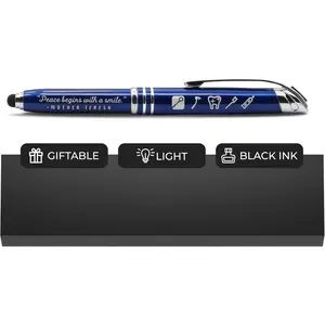 Inspirational Quote  Pen with Lighted Writing Tip and Stylus - Peace Begins with a Smile - Multi-function Pen Light for Dentists,  Hygienists,  Assistants, Dentistry Students