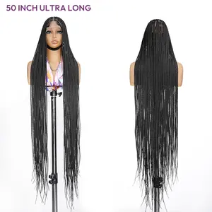 50" Knotless Box Braided Full Lace Wig – Handmade, Premium Synthetic Fiber | SuperNova FallFreshness