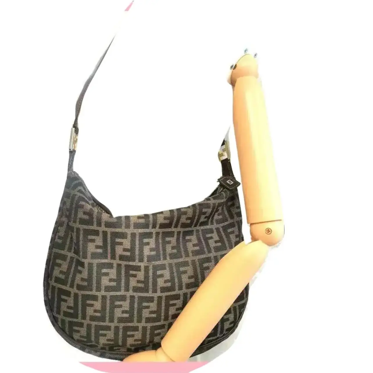 Pre-owned FENDI Canvas Crossbody Bags Rare Shoulder Bag Zucca Logo Leather Brown