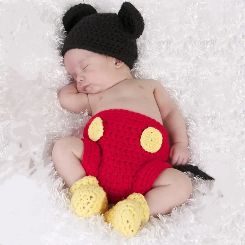 Handmade Knitted Cute Mouse Baby Set Outfit, Photography Prop, Crochet Gift, Gift Sets, Adorable Infant, Perfect for Photoshoots