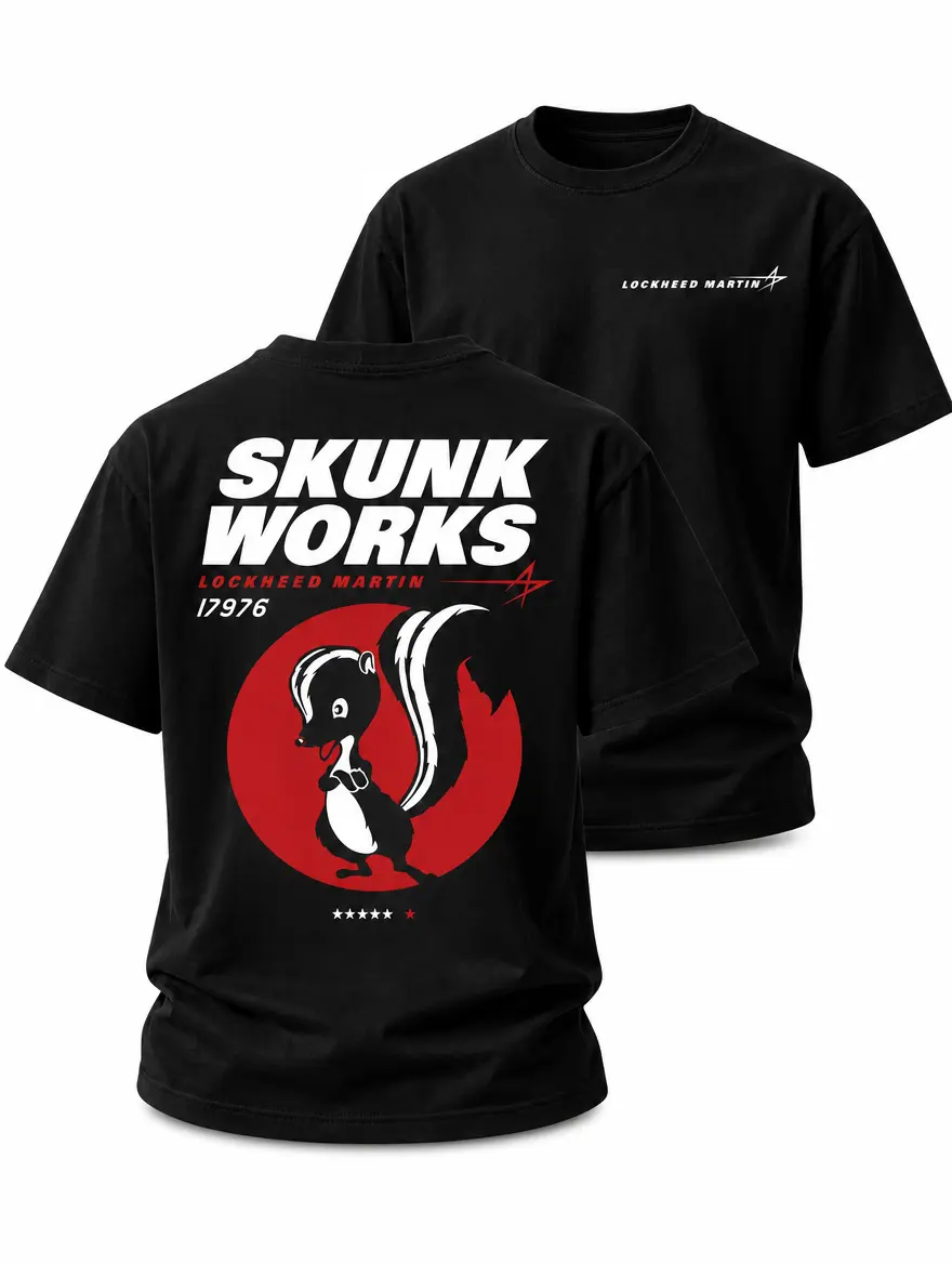 Lockheed Martin Skunk Works T-Shirt Retro Aviation Graphic Tee Aerospace Engineer Shirt Military Aviation Apparel Stealth Aircraft Enthusiast Tactical Casual Gift for Aviators