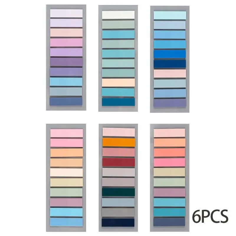 6pcs Colorful Adhesive Sticky Note, Page Markers Sticky Index Tabs, Writable Tabs Stickers For Book Markers