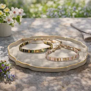 2PCS Vintage Miyuki Tila 14K Gold Plated Bracelet Handmade Minimalist Women Gift