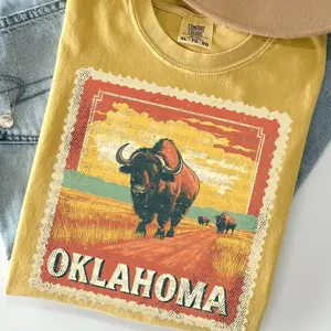 Oklahoma State Stamp Tee, Vintage Oklahoma Graphic T-Shirt, Retro State Souvenir Shirt, Travel Postage Stamp Tee, Oklahoma Pride Gift for Men Women