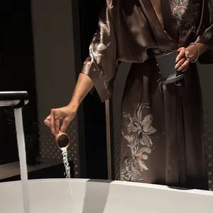 Washable Silk Yuri Long Kimono Robe