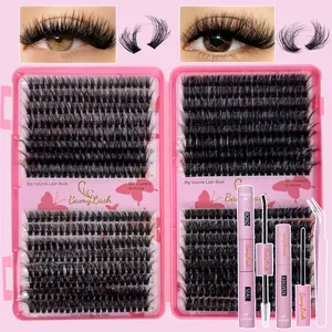 532PCS Cluster Lash Book 60D80D Fluffy False Individual Lash Kit, Include Bond Seal Remover Tweezers, Mixed Length D Curl Individual DIY Cluster Eyelashes Extensions for women Eye make up Eyelash Clusters Extensions
