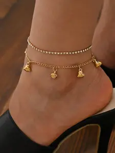 Double Layer Star Bell Anklet for Women, Style, Five Pointed Star Foot Jewelry, Elegant Ankle Bracelet