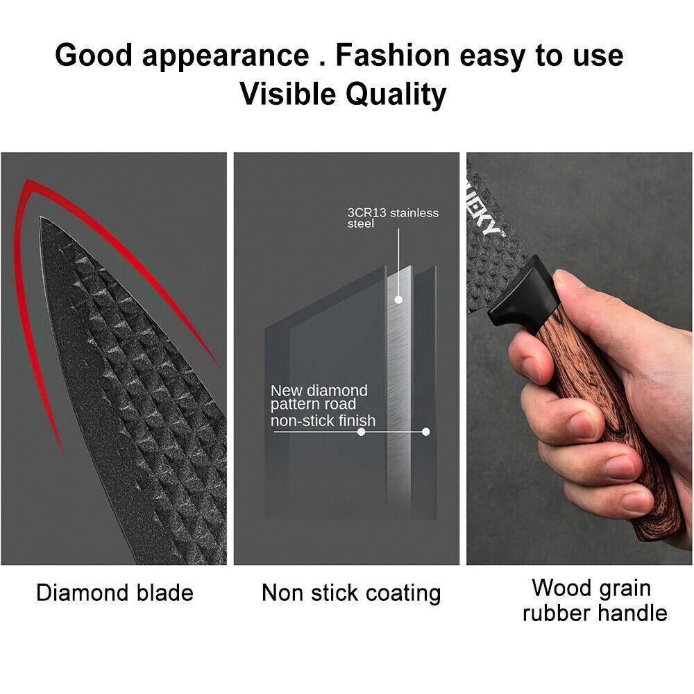 Kitchen knife 6-piece set, non-stick stainless steel chef's knife cleaver cooking set