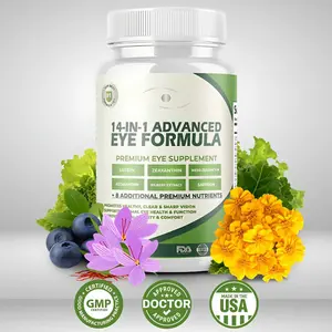 14-in-1 Advanced Eye Formula AREDS 2 with Lutein and Zeaxanthin - 60 Vegan Capsules of Eye Vitamin Supplement with Astaxanthin, Saffron & Meso-Zeaxanthin - Perfect for Eye Health & Vision