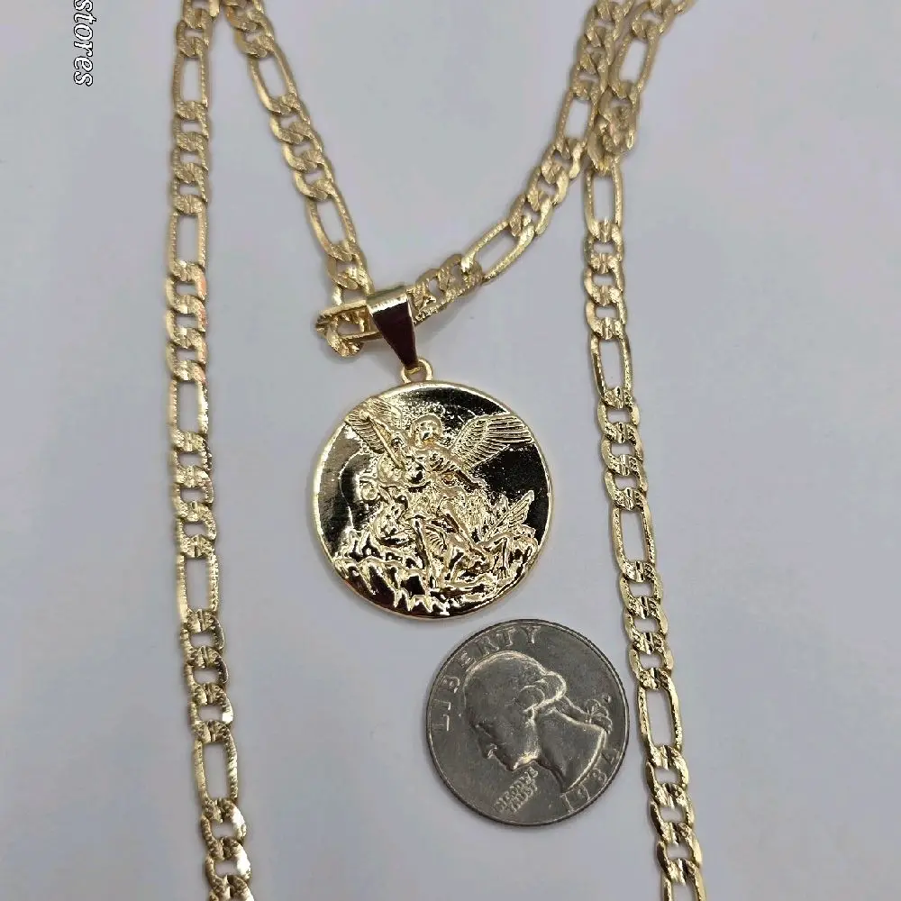 San Miguel Arcángel cadena de oro laminado  Gold-plated SAINT MICHAEL'S 24"inches chain Classic Durable Trendy Jewelry Fashion Necklace