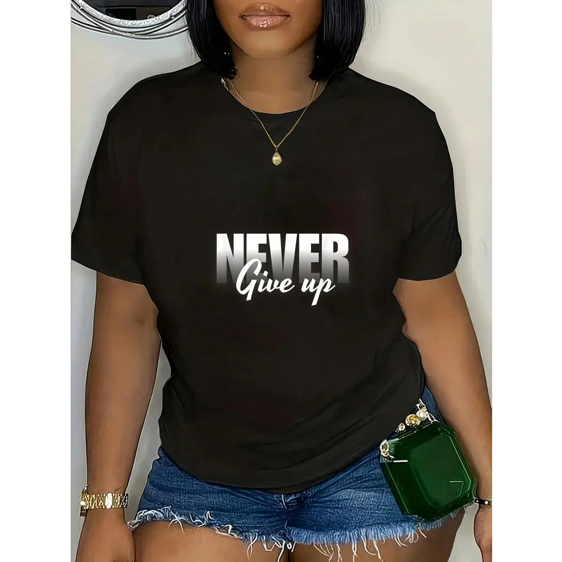 100% Cotton NEVER EVER GIVE UP DO NOT SURRENDER MOTIVATION INSPIRATION T-Shirt