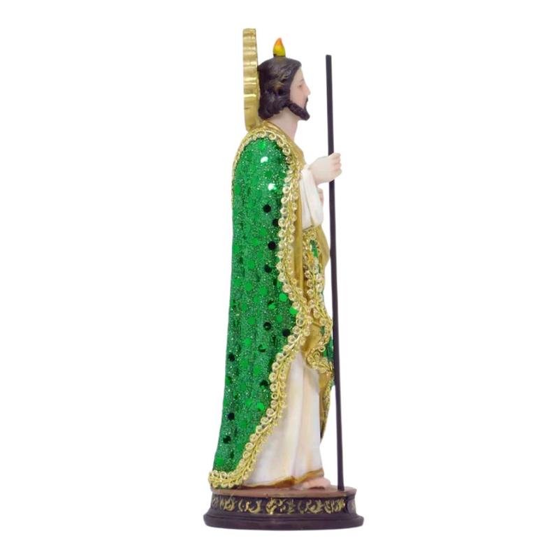 San Judas 8" Inches Tall Statue Vestido Tela Green and Gold Robe Religious Decor Saint Jude patron saint Religious Decor