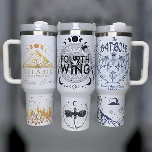 40 Oz Book Tumblers - Insulated Car Cup with Twist-On Lids, Ergonomic Handle, and Ergonomic Handle for Easy Drinking - Bottle