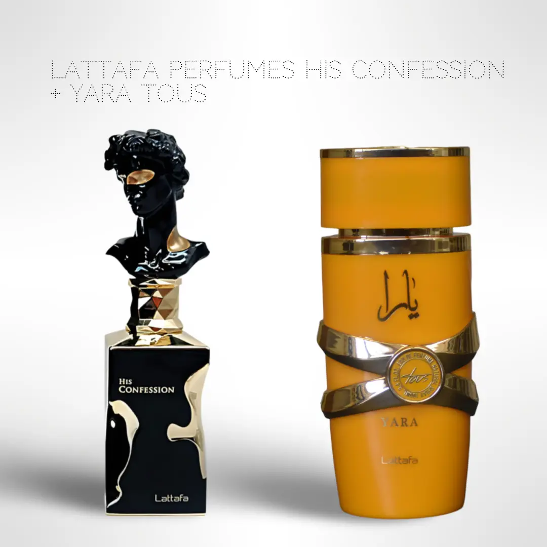 Lattafa Perfumes His confession + Yara Tous 100ml (3.4 Fl oz) Long Lasting Perfume - Value Bundle - Couples Fragrance Gift Bundle, Luxurious, Bold Masculinity