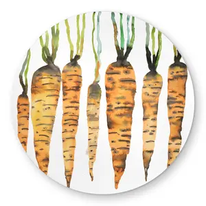 Begin Home Decor C1COAR55U7YDD5 5 x 5 ft. Watercolor Carrots Rug - Orange Gastronomy Outdoor Decor - Round