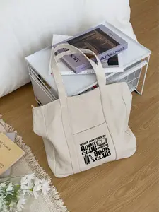 Handbag and Makeup Bag Set, Book Club Pattern, Casual, Large Capacity, Portable, Ideal for Teens, Women, College Students, Teachers' Day Gift