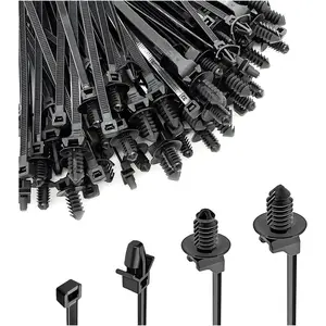 120 count  Push Mount  Zip Tie, Nylon Self Locking  Strap, Engine Bay Wire Harness Restraint Ties, Fastener  Clips Wraps for Indoor Outdoor, Compatible with Boat, Trailer, UTV
