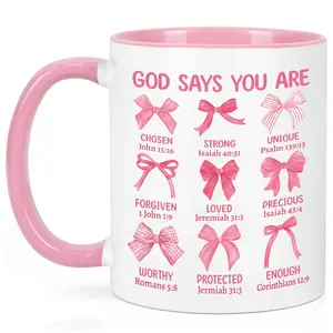 Christian Coquette Bows Mug for Women, Y2K Coquette Mug, Bible Verse Cup, Women's Jesus Coffee Mug, Christian Mugs, Accent 11Oz 15Oz Ceramic Mugs
