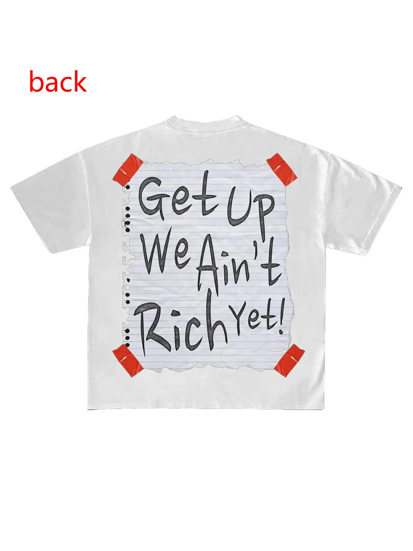 Men's Get Up We'n Ain't Rich Yet Letter Print Short Sleeve Graphic Tee,Casual Comfy Round Neck T-shirt for Daily Wear, Men's Top for Summer, Tropical, Casual Streetwear Top, Casual Stylish Tee,shop